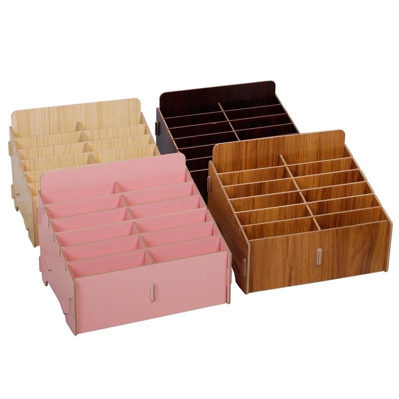 Wooden Pencil Holder Simple Pencil Box Multi Pen Organizer Storage for Desk School Office Classroom