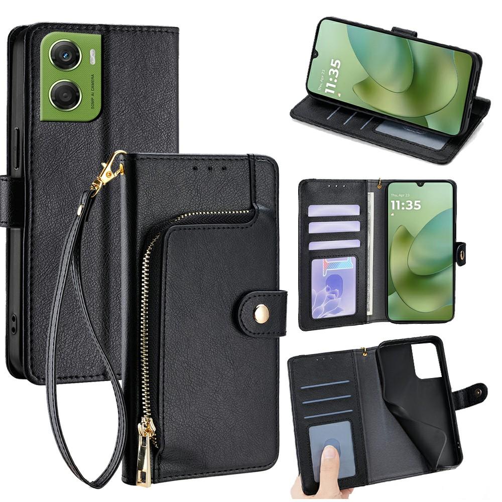 For Motorola Moto G06 4G Case Zipper Pocket PU Leather Wallet Flip Phone Cover