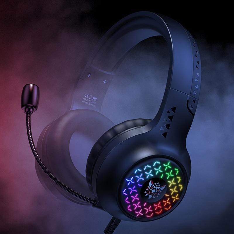 ONIKUMA 3,5 mm USB kabelová herní sluchátka 40 mm velká hnací jednotka Headset RGB HD mikrofon s redukcí šumu Kompatibilní s notebookem