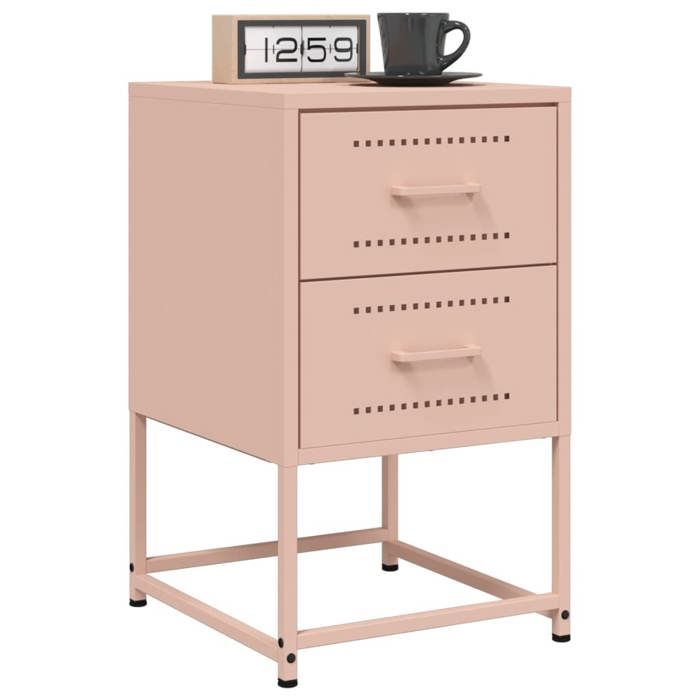 VidaXL Bedside Tables 2 Pcs Pink 36x39x60.5 Cm Steel, Cabinet, Side Cabinet, Phone Stand, Bedside Table 846461