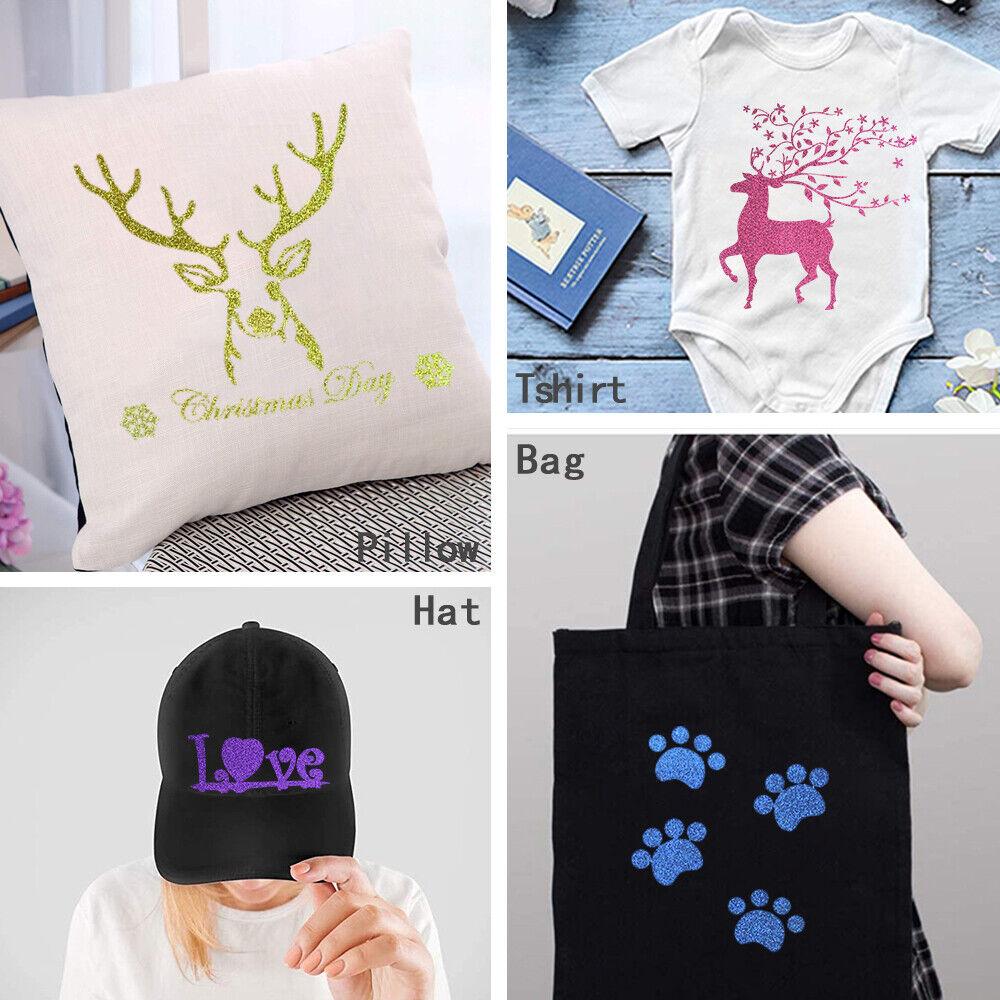 Vinilo Glitter Termotransferible Película de Corte para Prensa de Calor Creación de Patrones para Señalización Camiseta Ropa Bolso Sombrero Decoración Trabajo DIY con Corte