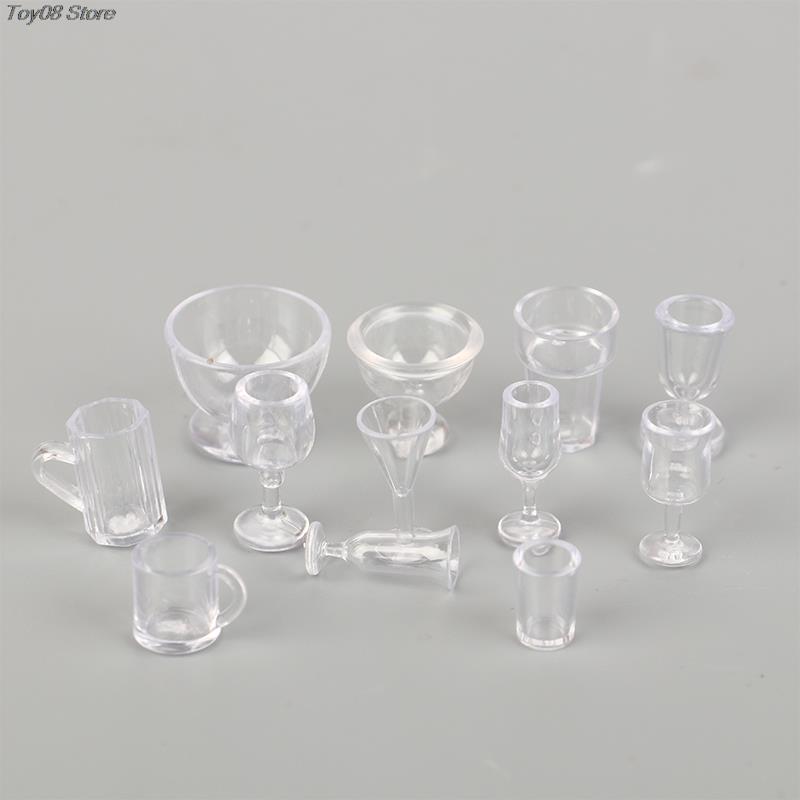 10Pcs 1:12 Dollhouse Simulation Mini Red Wine Cup Goblet For Dollhouse Kitchen Bar Miniature Accessories