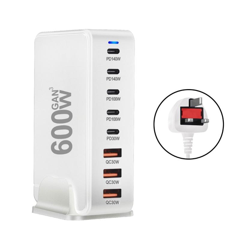600W Desktop GaNs Chargers USB C USB A Charging Station Desktop Mutliport for Fast Chargers Laptop Power Adapter