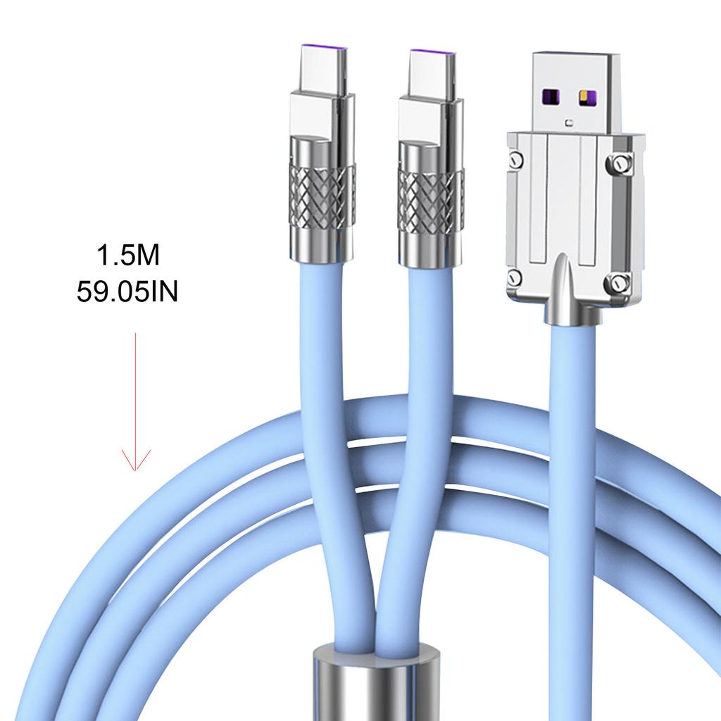Multi Charging Cable 2 In 1 USB To USB Type C USB Charging Cable Cord Splitter Cable for Phones Tablets 6A 100W
