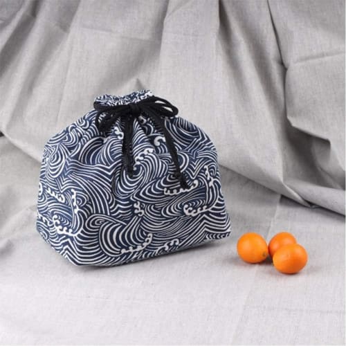 Set of 2 Bento Bags, Drawstring Lunch Bags, Bento Bags, Small, Linen/Cotton Material, Suitable for Adults, Men, Women, Boys, Girls, and Kids, Convenie