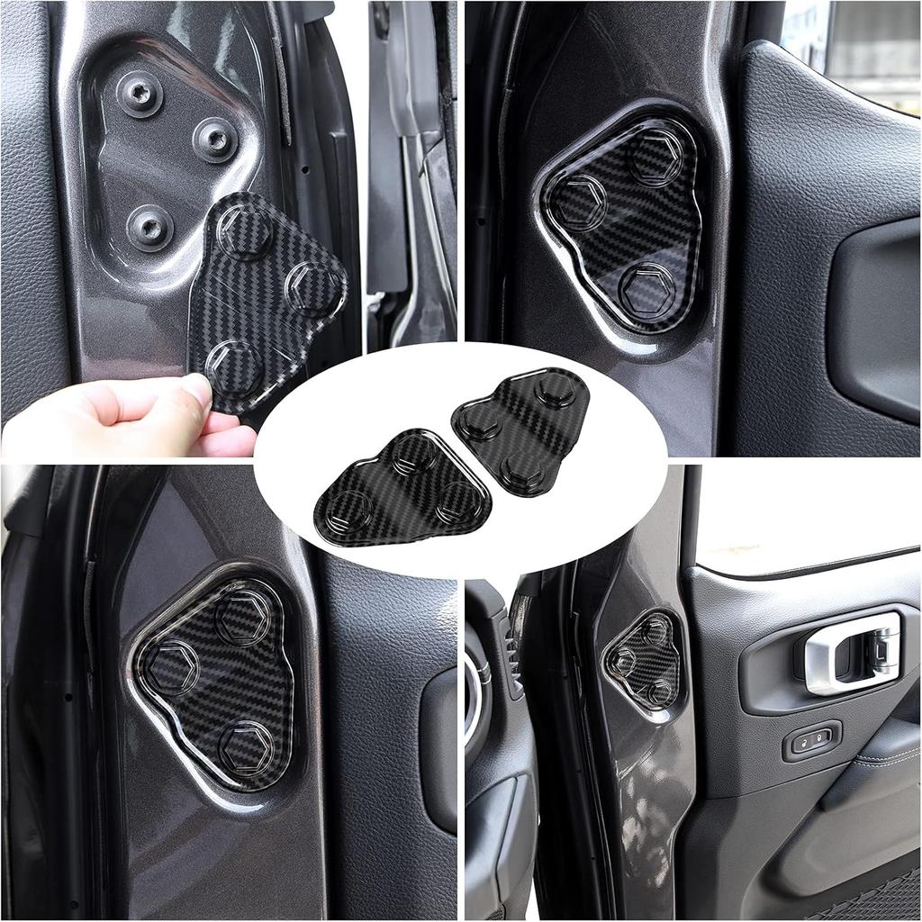 2PCS Door Screw Protector Cover Trim for 2018-2023 Jeep Wrangler JL JLU, for 2020-2023 Jeep Gladiator JT (Carbon Fiber Look)