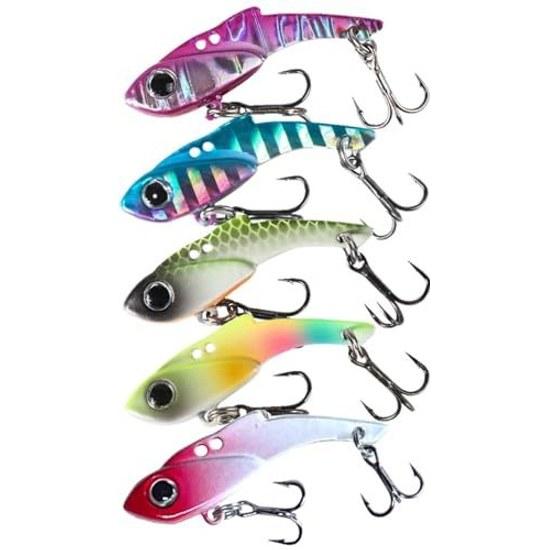 Night Army Fishing Gear 3.5g 5g 7g Metal Vibration 5 Colors Set Lure Ajing Mebaring Light Game VIB