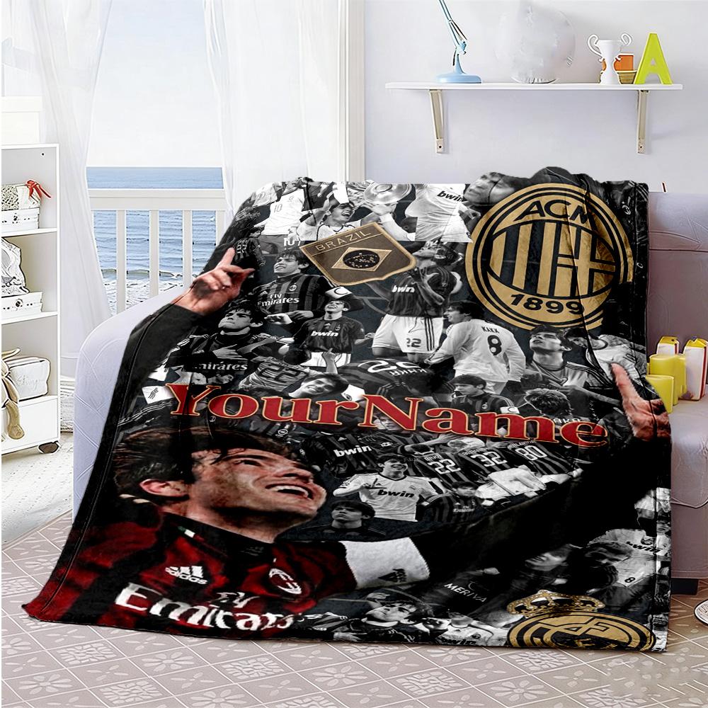 Ac Milan Personalized Text Blanket Cozy Customizable Blanket Durable Comfort Great for Seaside Nap Couch Bed Four Seasons Multipurpose