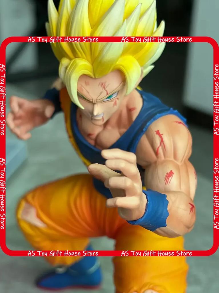 23Cmdragon Ball Super Saiyan Goku Action Figure Jack Gang Battle Damaged Starting Pose  Desktop Ornament For Anime Collectors