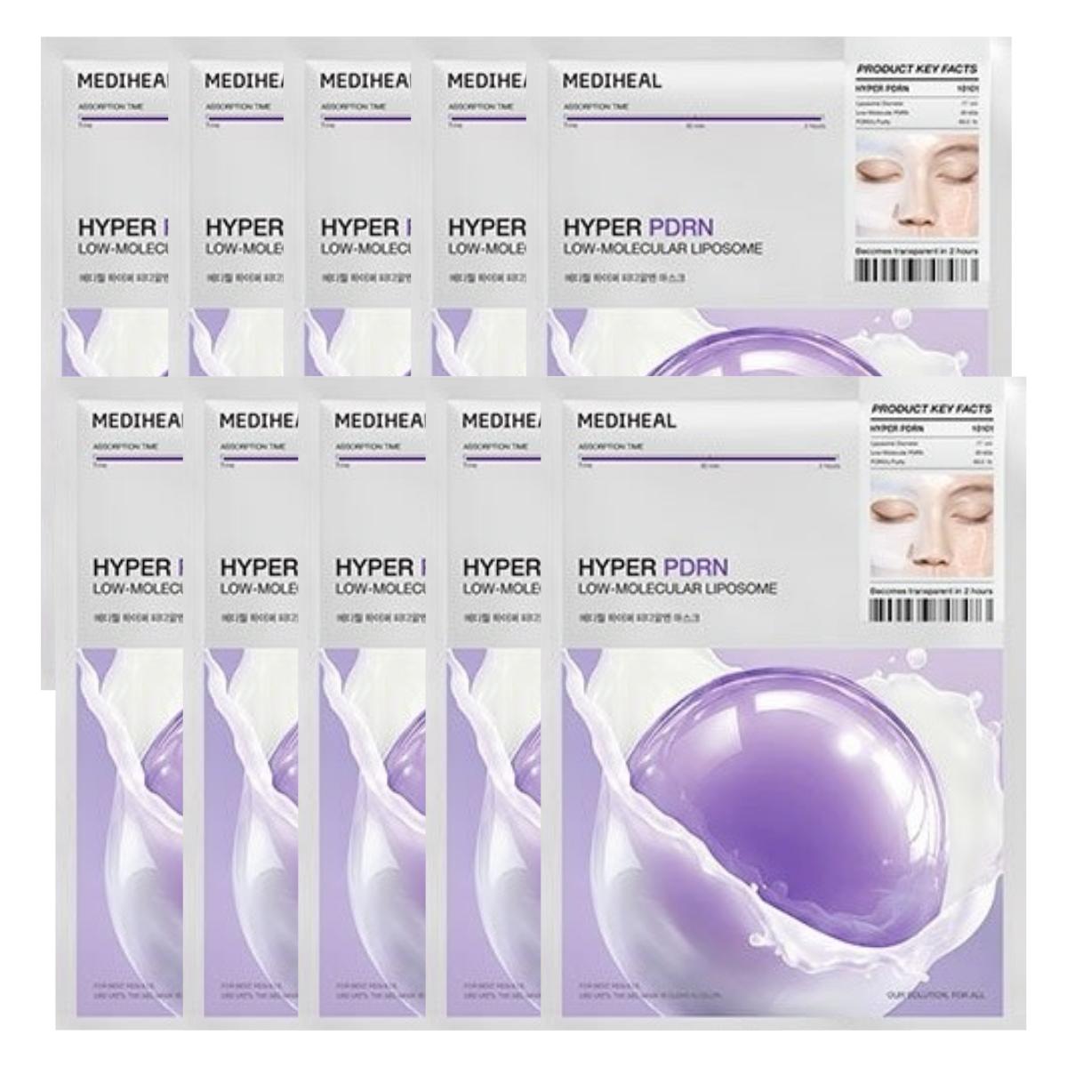 Mediheal Hyper Gel Mask PDRN skin-firming radiance sheet mask 10 Sheets (1 Sheet x 10ea)