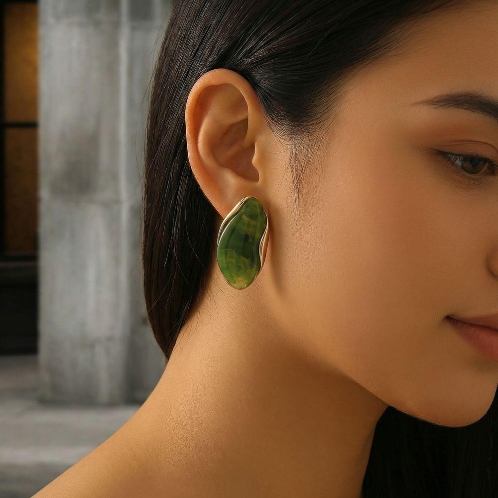 Nieregularne Kolczyki Żywiczne Kolorowe Pozłacane Kolczyki Studs Nowe Geometryczne Kolczyki Y2K