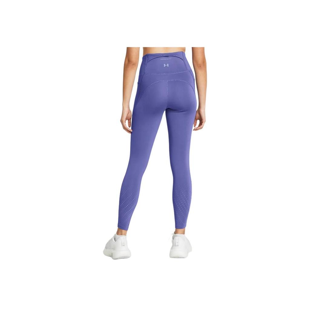 Under Armour Solid Color Reflective Slim Fit Drawstring High Waist Nine-Point Sports Pants Women Pants Carbon-Blue 1383367-561
