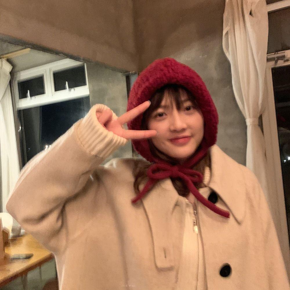 Korean Style Coldproof Hooded Caps Lambswool Knitted Beanies Hats  All-match