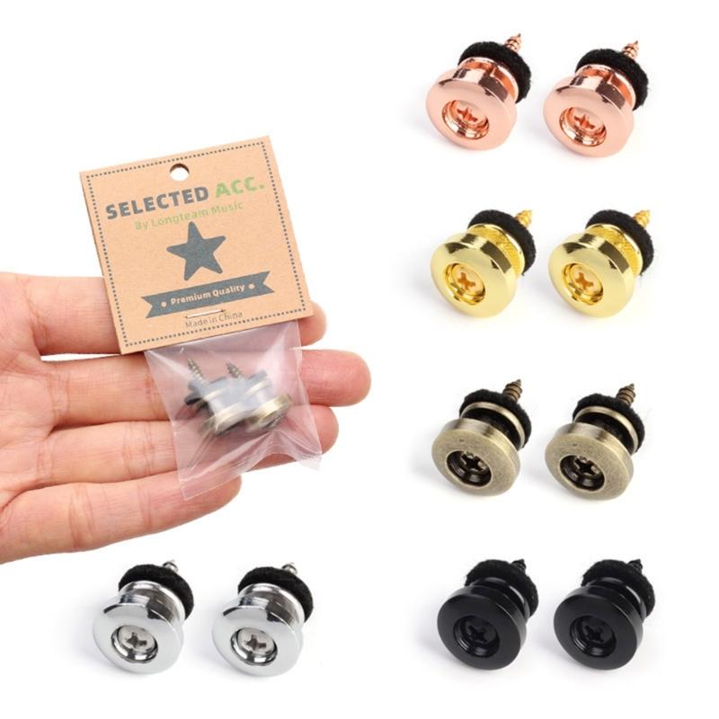 2Pcs Guitar Strap Lock Guitar Strap Button Set Metal Strap Lock Flat Mushroom Head for Acoustic Electric Guitar Ukulele
