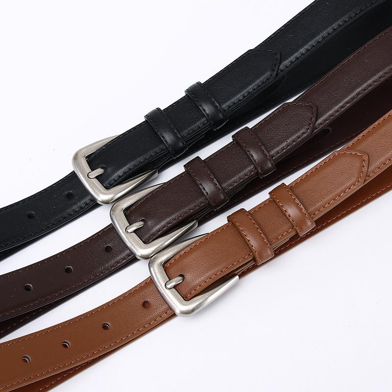 Stylish And Simple Leather Belt Women'S Pin Buckle New Versatile Light Luxury Casual Trousers Pure Cowhide Belt Women'S Models