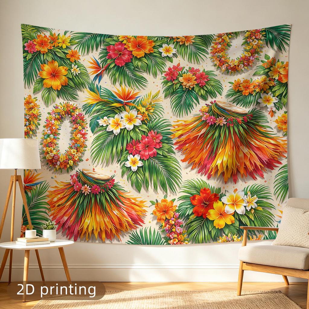 Vibrant Tropical Floral Jungle Tapestry Wall Hanging Polyester Decoration Boho Chic Style for Bedroom Living Room Home Decor