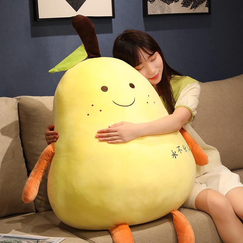 

Creative Smiling Pear Plush Toy Gentle Stuffed Cartoon Fruits Confession Present Doll Lovers Girlfriends Birth Date Gift Nap Pillows 50cm include leg