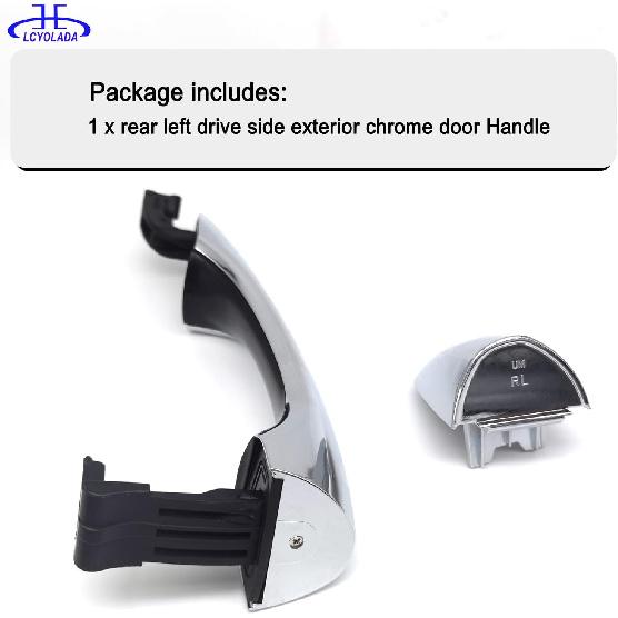 Rear Left Drive Side Chrome Exterior Door Handle W/Cover Compatible With 2016- Kia Sorento,Replaces 82651-C5010 83652-C5010