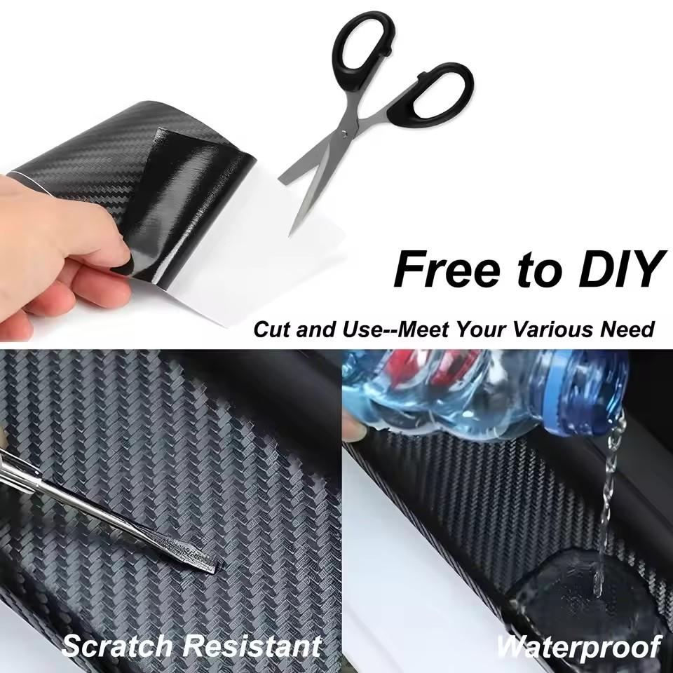 MOBIDEA 3D Carbon Fiber Car Decor Film - Matte Black Self-Adhesive Protective Vinyl Roll 1M-10M Length, 3cm-10cm Width