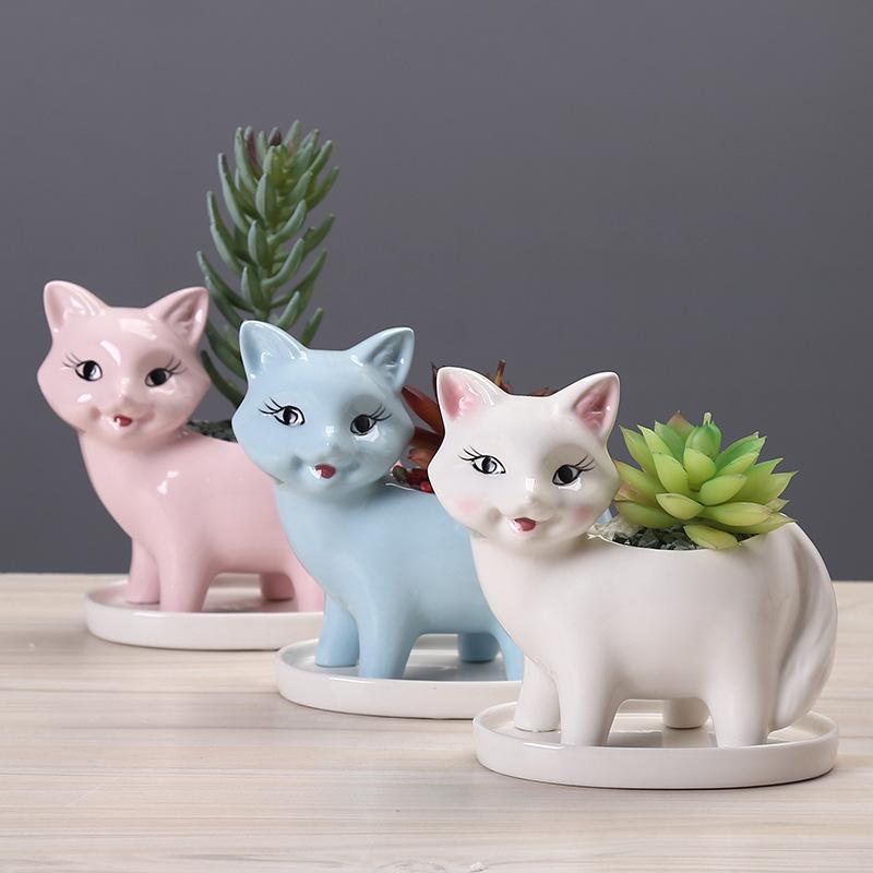 Gardening New Cartoon Ceramic Flower Pot Simple Creative Succulent Pot Ornament