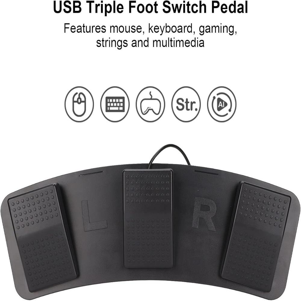 3-Key Design Triple Foot Pedal USB Connection Programmable Foot Pedal For Video Game