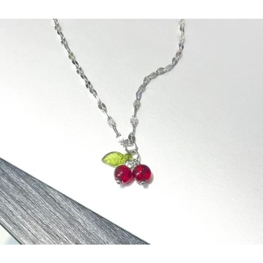 Cherry Necklace Natural Stone Beads Pendant Chain Necklaces Women's Fashion Wedding Party Jewelry Birthday Gift