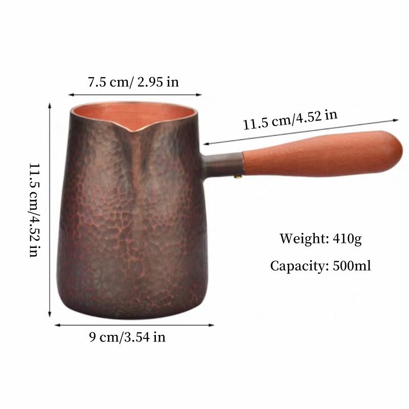 

Винтажный кофейник из чистой меди, промытый вручную, с гравировкой в виде молотка, с текстурой для кипячения воды, чайник для чая объемом 500 мл, заварочный чайник ручной работы