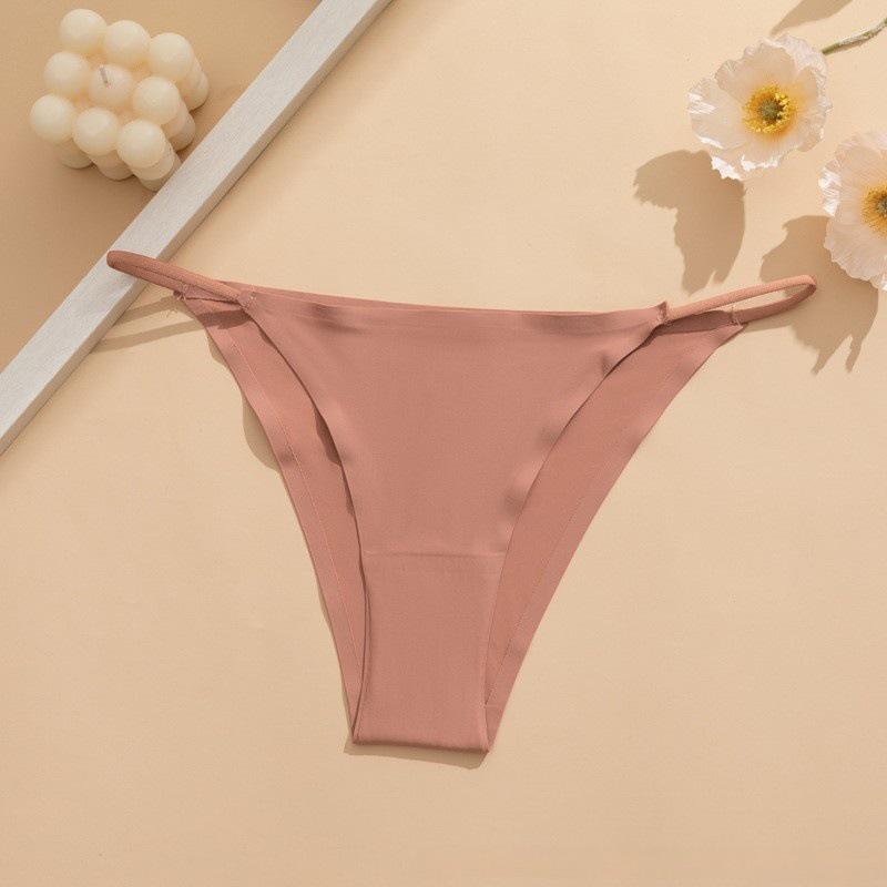 Europäischer & Amerikanischer Niedrig taillierter Klebeband Bikini-Tanga - Nahtloser Schnelltrocknender Eis-Seidenstoff mit Baumwollzwickel