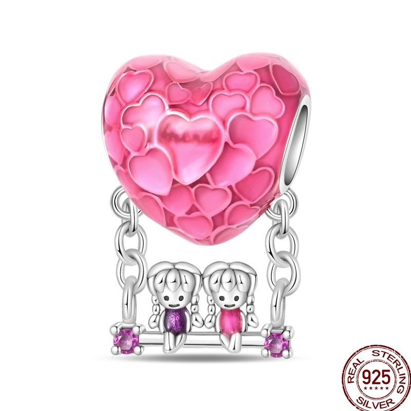 100% Copper Sister Friend Charm Love Heart Blessing Series Suitable For 3Mm'S Bracelet Ladies Fine Jewelry Gift