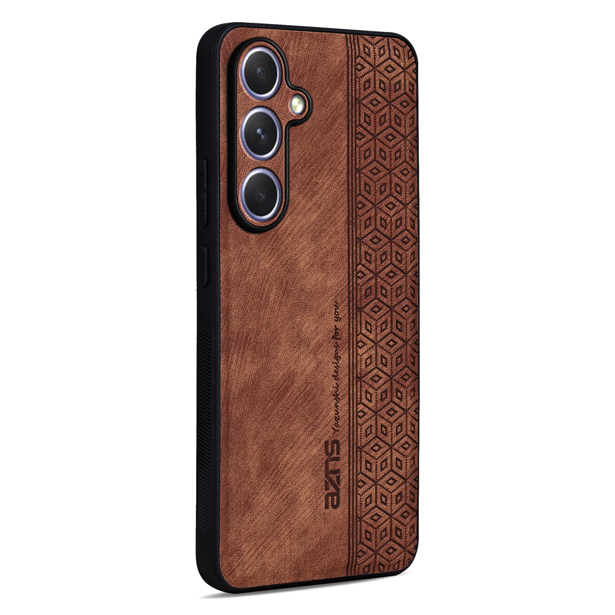 

AZNS For Samsung Galaxy S25 FE Case Protective PU Leather Covered TPU Phone Shell Brown