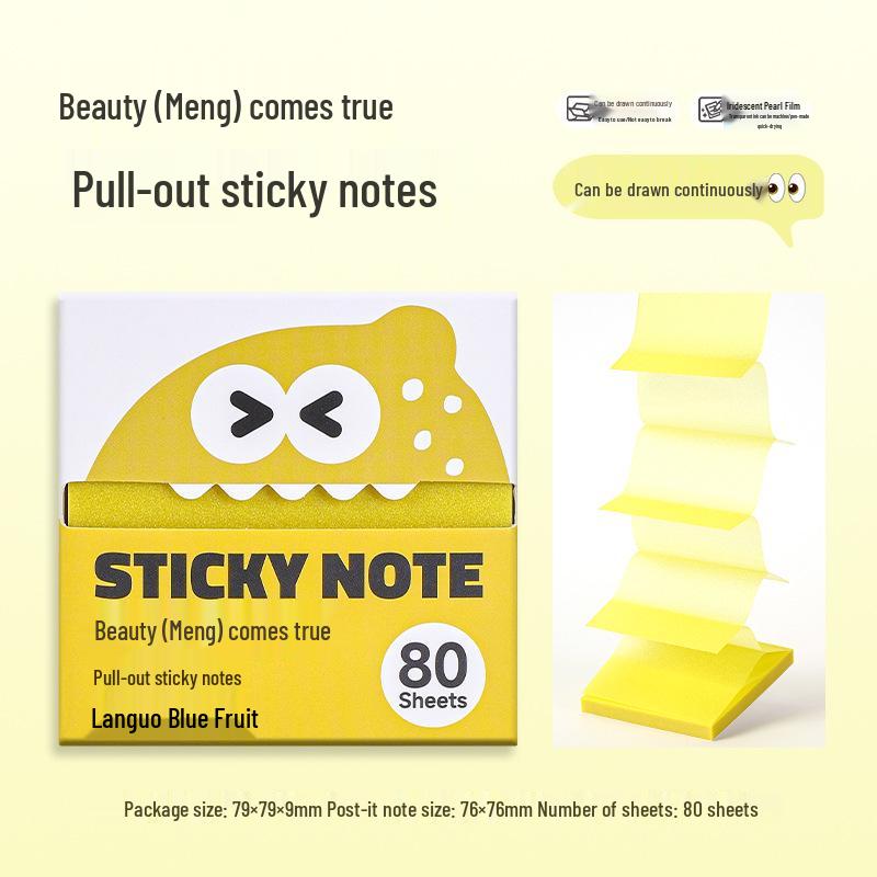 Blue Fruit Pearlescent Tearable Sticky Notes – Cute Transparent Memo Stickers for Students