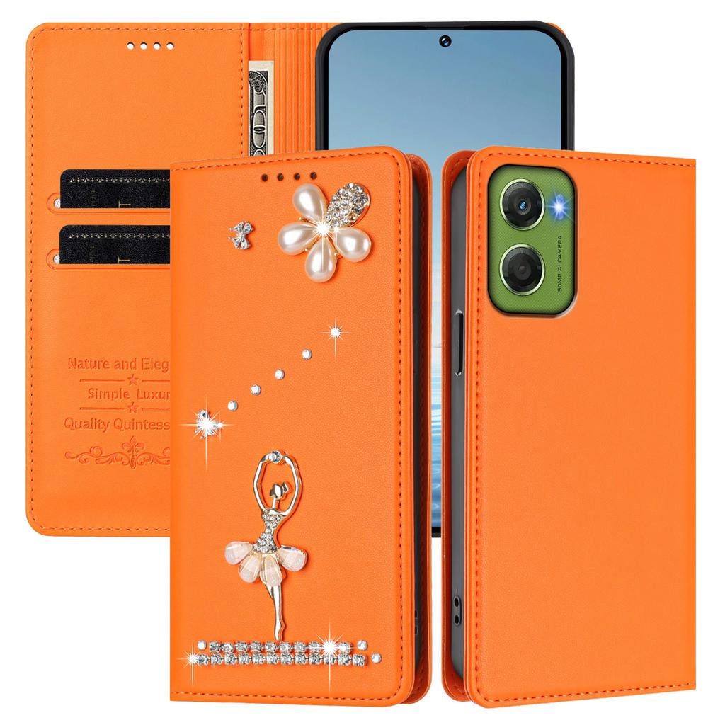 Diamantové Roztomilé Karty Peněženka na Zip Kožené Pouzdro na Telefon Pro Motorola G06 G75 G55 G35 Edge 60 Pro 60 Fusion Flip Pouzdro Kryt s Stojánkem