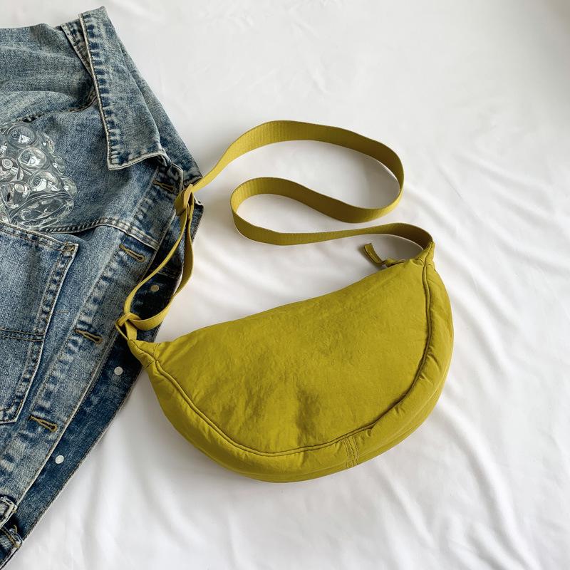 Korean Style Pleated Dumpling Bag: Lightweight Solid Color Shoulder & Crossbody Bag