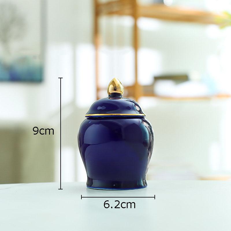 Gold Plated Tea Canister Sealed Ceramic General Jar Storage Jar with Lid Porcelain Desk Decoration Tea Cans Candy Pots Tea Caddy