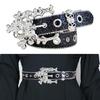 Women's Glittering Crystal PU Leather Belt for Trousers and Dresses Western Cowgirl Punk Styles Waiststrap for Daily