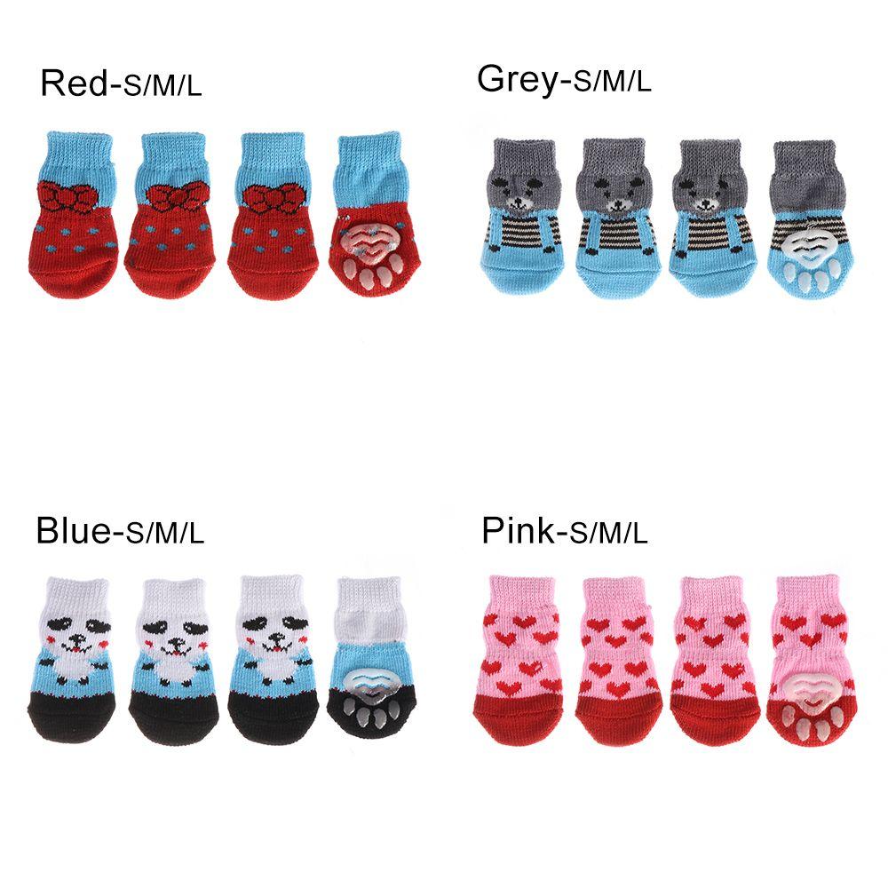 4Pcs/set Paw Protectors Candy Color Pet Supplies Puppy Boots Anti-Slip Dog Shoes Knitted Socks