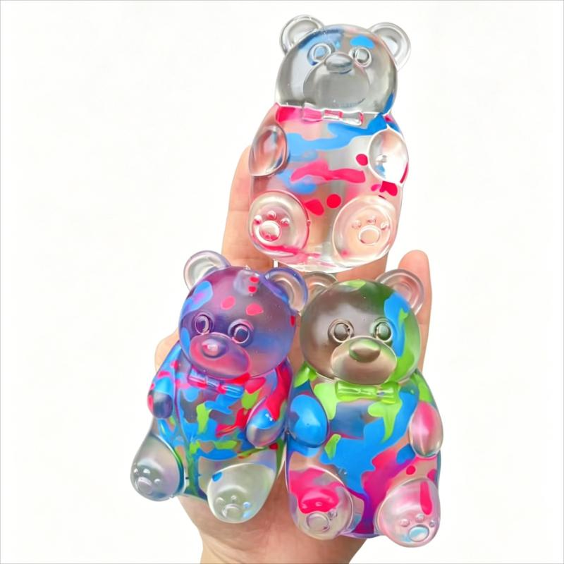 Cute Colorful Gummy Bear Fudge Squeeze Toy Stress Relief Fidget Sensory Toys Soft Slow-Rebound Squishies For Adults