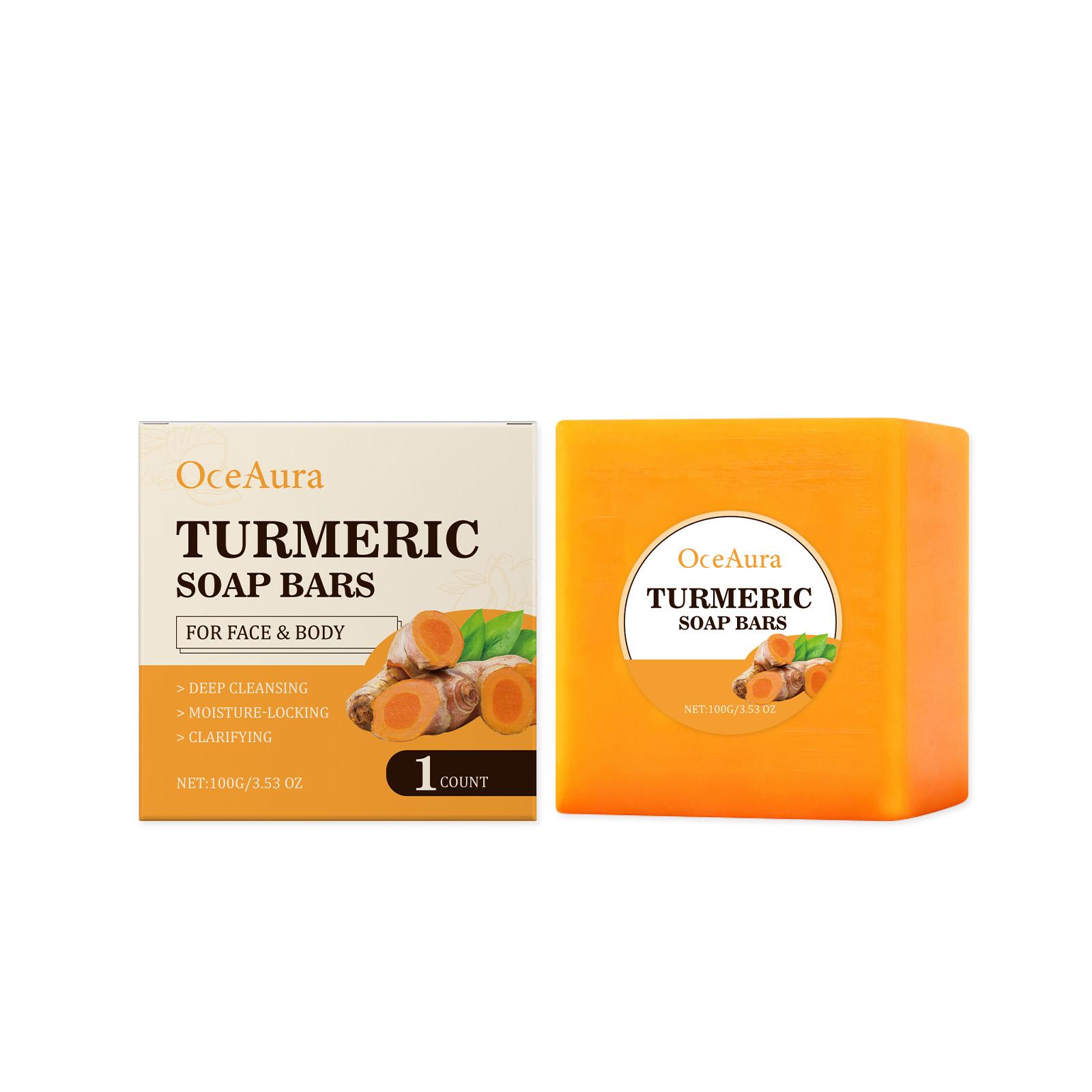 OceAura Turmeric Skin Purifying and Nourishing Soap - Gentle Body Cleansing, Skin Softening and Moisturizing Daily Bath Soap