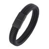Punk Armbånd Menn Flettet Lærarmbånd Svart Stålspenne Armbånd Mote Armbånd Pulsera Hombre