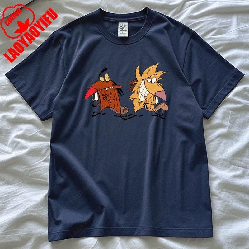 The Angry Beavers Shirt 90s Nostalgic Cartoon Tv Show T-Shirt Daggett and Norbert Graphic Tee Men Woman Cotton Short-sleeve Tops