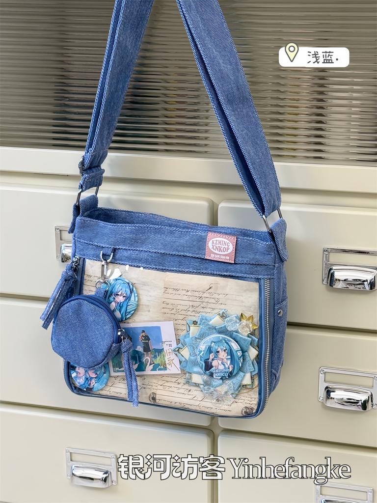JIAERDI Harajuku Denim Ita Bags Women Sweet Cool Transparent Messenger Bag Purse Ladies jk Uniform Casual Crossbody Bags 2025