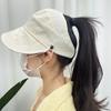 Women's sun protection cap, open-top cap that can be tied into a ponytail, provides sun protection and UV protection, versatile, makes the face look
