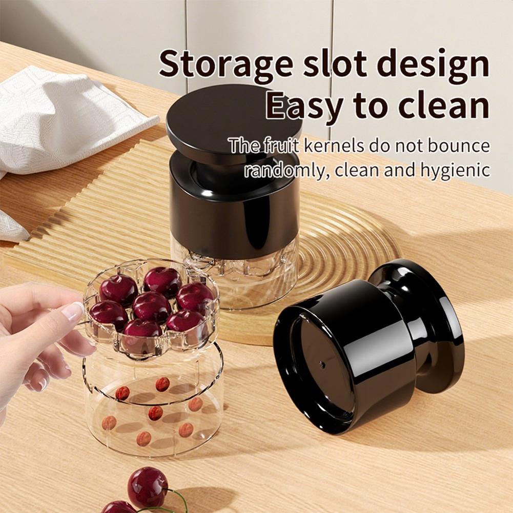 7-Hole Quickly Cherry Pitter with Splatter Protector Cherries Seed Remover Reusable Quick Release Stoner Pitter for Home Kitchen