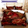Floral Horse Art Custom Name Text Print 1Pc Bedding Set Duvet Cover With Two Pillowcases Soft Bed Linen For Household Bedroom
