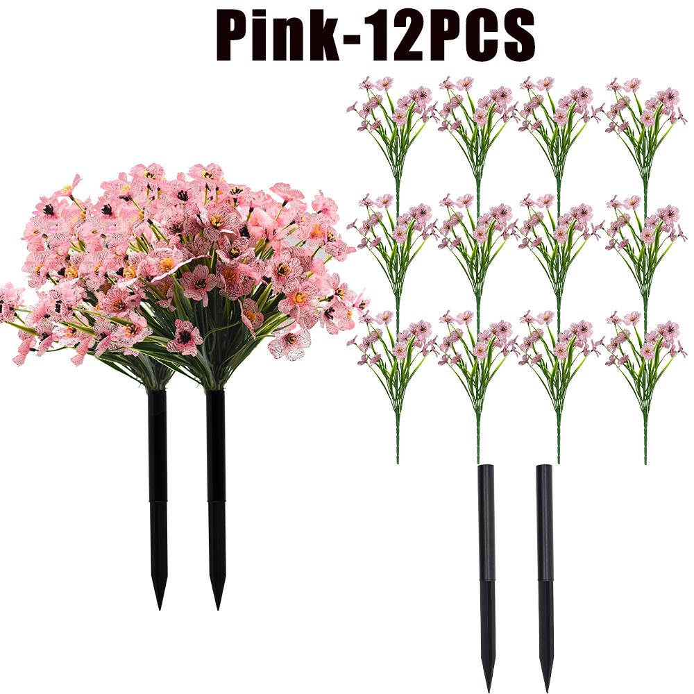 Artificial Violet Flowers Fake Spring Grass Faux Plants for Wedding Garden Decor Outdoor Artificial Floral Home Decoration
