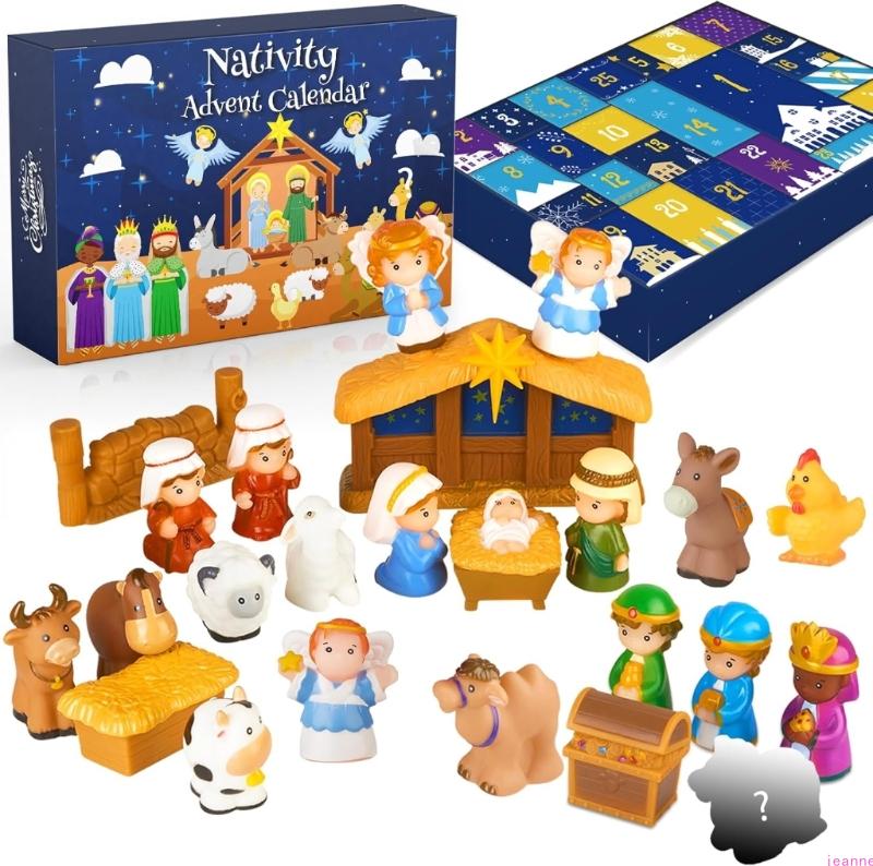Nativity Advent Calendar 2025 Kids, Christmas Story Nativity Playset Christian Advent Calendar for  Kids, Boys, Girls