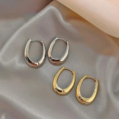 Brincos de Argola Redondos Pendentes de Metal Vintage Tendência para Mulher Brincos Geométricos Elegantes Coreanos Previnem Alergia Joias para Festa Presente