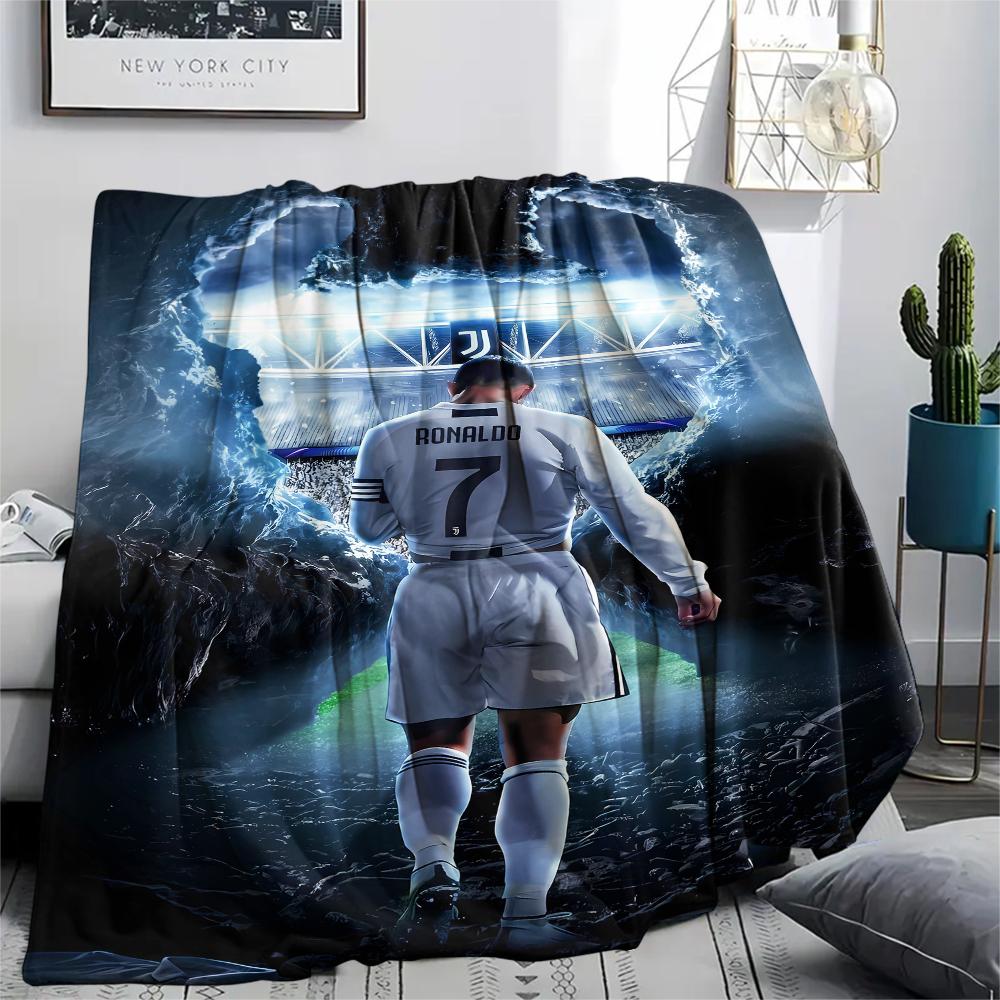 1PC Ronaldo Print Flannel Blanket, High Quality All Seasons, Home Decor, Warmth and Comfort, Perfect for Christmas Gifts