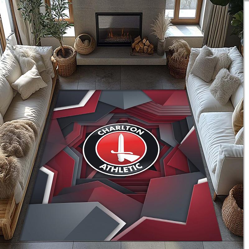 Tappeto Morbido Antiscivolo per Interni con Motivo Calcio Charlton Athletic FC Tappetino Decorativo Sportivo per Camera da Letto