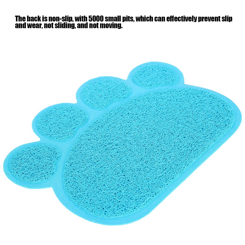 PVC Cat Dog Litter Mat Waterproof AntiSlip   Shape Feeding Bowl Placemat Pet Supplies(  Blue   Shape)